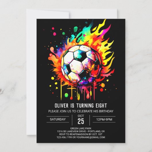 Invitation Objectif moderne Editable Soccer Anniversaire (Devant)
