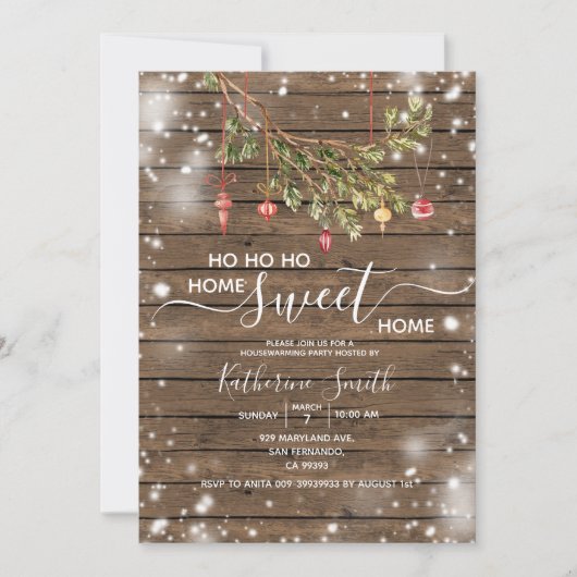 Invitation Objet de Noël en bois Fête de pendaison de crémail (Devant)