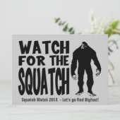 Invitation Observez pour l'invitation de chasse de Squatch (Debout devant)