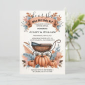 Invitation Obtenez la ferme rose bleu automne fille Citrouill (Debout devant)