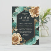 Invitation Obtenez Monstera Emerald Green Et Gold Fête des ma (Debout devant)