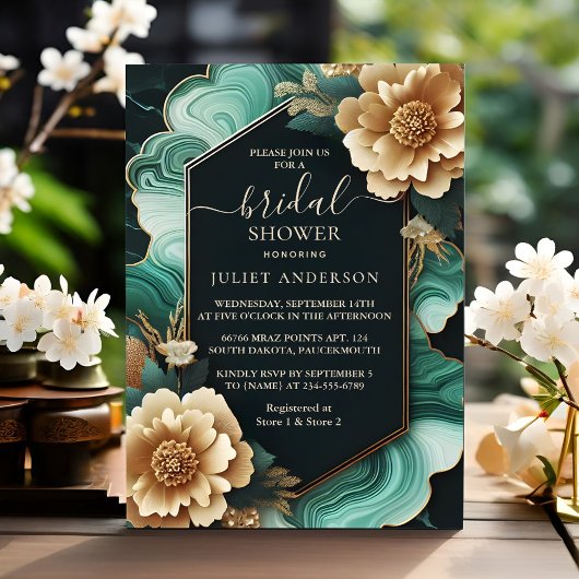 Invitation Obtenez Monstera Emerald Green Et Gold Fête des ma
