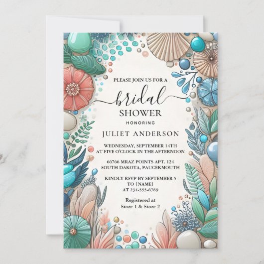 Invitation Obtenir Aqua Sand Work Stabilisé Fête des mariées  (Devant)