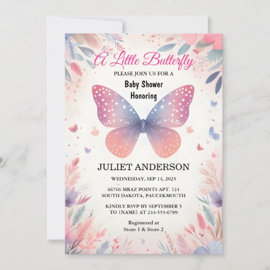 Invitation Obtenir Bug Boho Soft Glow Live Butterfly Baby sho (Devant)