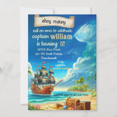 Invitation Obtenir cool mignon bateau piscine Pirate Annivers (Devant)