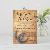 Invitation Obtenir Hitched Double Horseshoe Wedding Invite (Debout devant)
