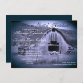 Invitation Obtenir Hitched Rustic Grange Mariage Invite Bleu (Devant / Derrière)