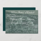 Invitation Obtenir Hitched Rustic Grange Mariage Invite Bleu (Devant / Derrière)