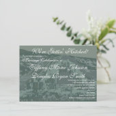 Invitation Obtenir Hitched Rustic Grange Mariage Invite Bleu (Debout devant)