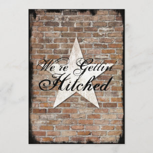 Invitation Obtenir Hitched Rustic Star Brick Wedding Invite