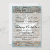 Invitation Obtenir Hitched Rustic Star Brick Wedding Invite (Dos)