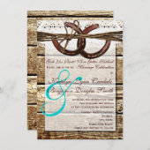 Invitation Obtenir Hitched Wood Horseshoes Mariage Invite (Devant / Derrière)