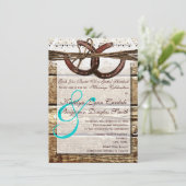 Invitation Obtenir Hitched Wood Horseshoes Mariage Invite (Debout devant)
