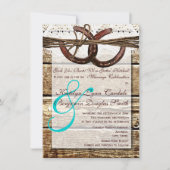 Invitation Obtenir Hitched Wood Horseshoes Mariage Invite (Devant)