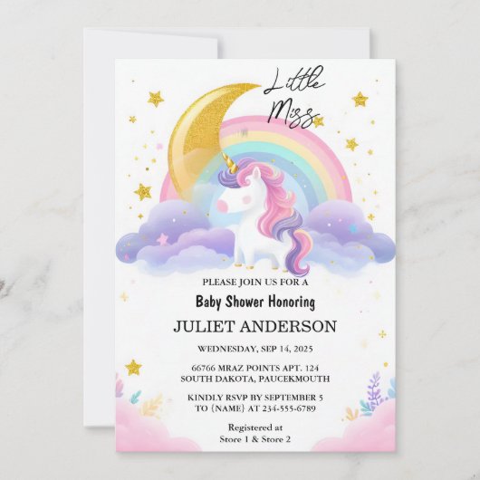 Invitation Obtenir l'espace lumineux Royal Pony Unicorn bébé (Devant)