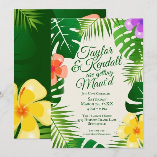 Invitation Obtenir Maui | Plage de l'île tropicale Luau (Devant / Derrière)