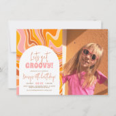 Invitation Obtenir Super Pink & Orange Arch Photo Anniversair (Devant)