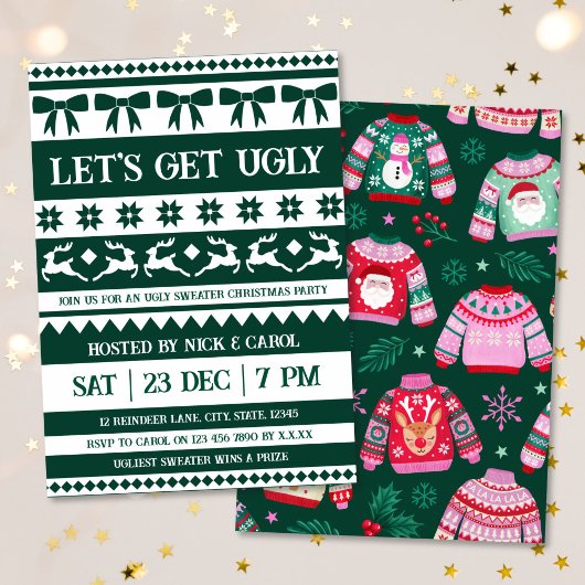 Invitation Obtenons des laides Noël laide Sweater Dark Green