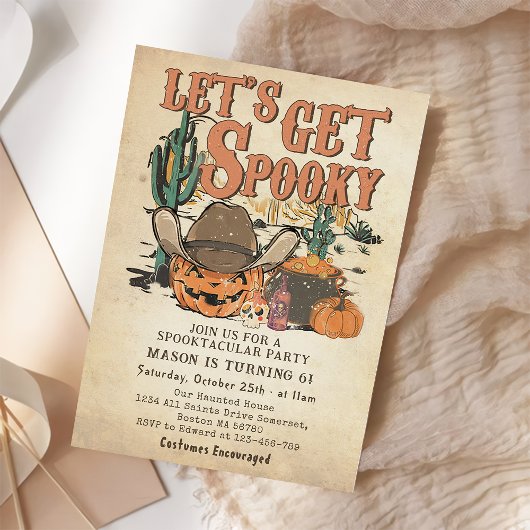 Invitation Obtenons Éffrayant Cowboy Citrouille Halloween Ann