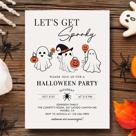 Invitation Obtenons Éffrayant Ghost Halloween Party Invitatio