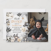 Invitation Obtenons Éffrayant Halloween mignon Fantôme photo (Devant)