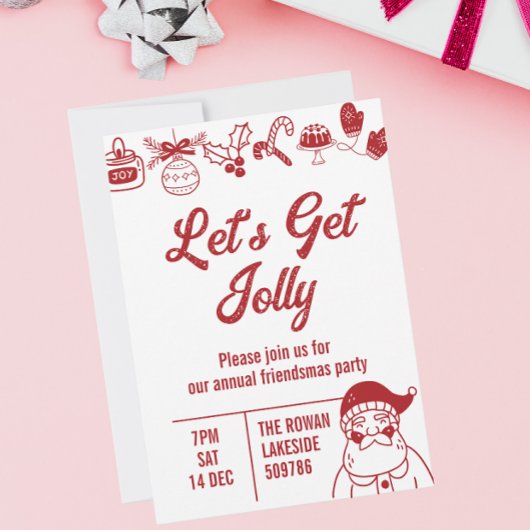 Invitation Obtenons Jolly Christmas Party Red