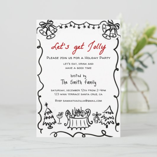 Invitation Obtenons Jolly Hand Drawn Funky Handwriting (Debout devant)