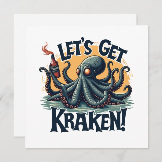 Invitation Obtenons Kraken Funny Rum Boire du poulpe (Devant / Derrière)