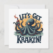 Invitation Obtenons Kraken Funny Rum Boire du poulpe (Devant)