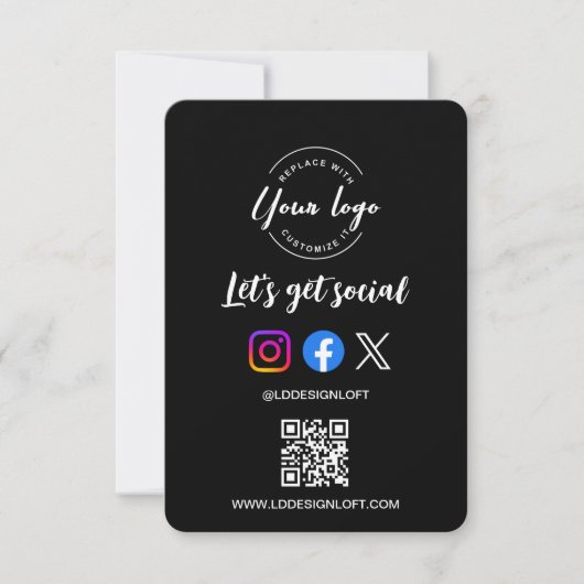 Invitation Obtenons les médias sociaux QR Code noir (Devant)