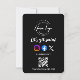 Invitation Obtenons les médias sociaux QR Code noir