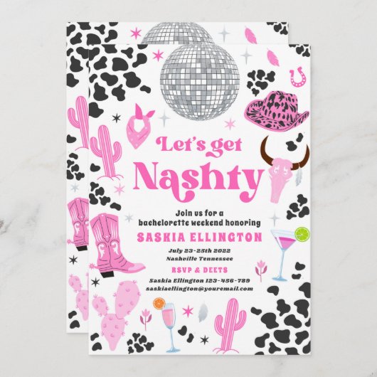 Invitation Obtenons Nashty Bachelorette Week-end Itinéraire (Devant / Derrière)