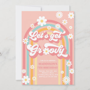 Invitation Obtenons Super Boho Daisy Rainbow Anniversaire