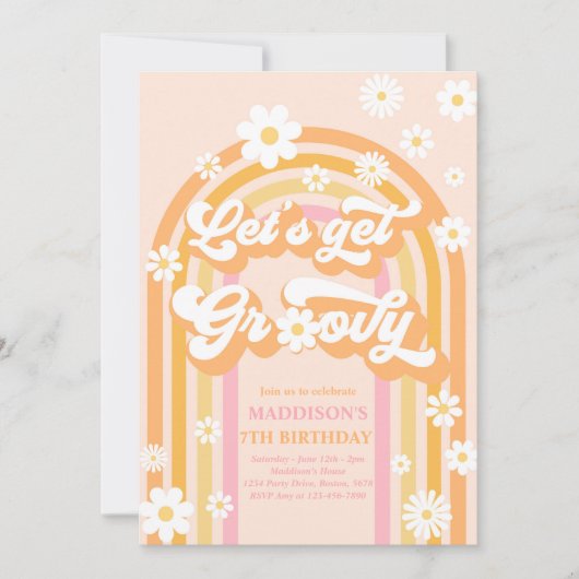 Invitation Obtenons Super Boho Daisy Rainbow Anniversaire (Devant)