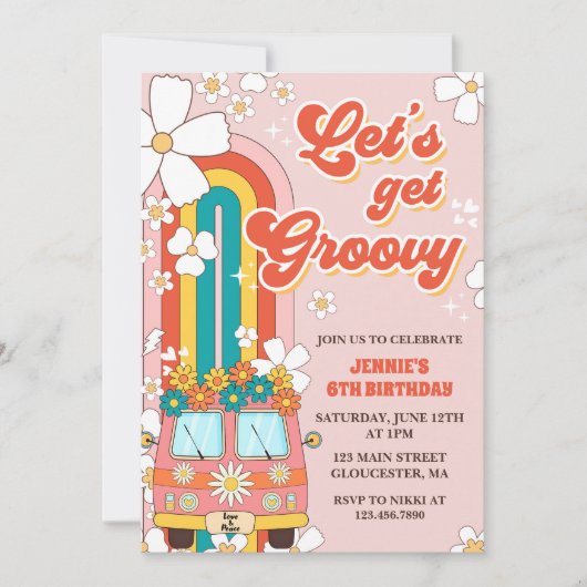 Invitation Obtenons Super Retro Arc-en-ciel 6e anniversaire (Devant)