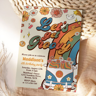 Invitation Obtenons Super Retro Arc-en-ciel 6e anniversaire