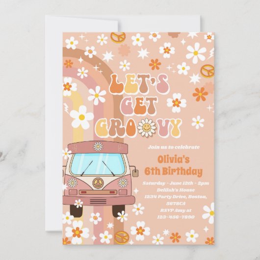 Invitation Obtenons Super Retro Arc-en-ciel 6e anniversaire (Devant)