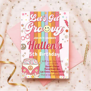 Invitation Obtenons Super Retro Boho Daisy Rainbow Anniversai