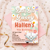 Invitation Obtenons Super Retro Boho Daisy Rainbow Anniversai