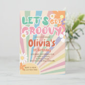 Invitation Obtenons Super Retro Boho Sunshine Anniversaire (Debout devant)