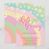 Invitation Obtenons Super Retro Daisies 6e anniversaire (Devant / Derrière)