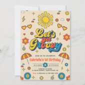 Invitation Obtenons Super Retro Daisy fête d'anniversaire (Devant)