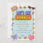 Invitation Obtenons Super Retro Daisy fête d'anniversaire (Devant)