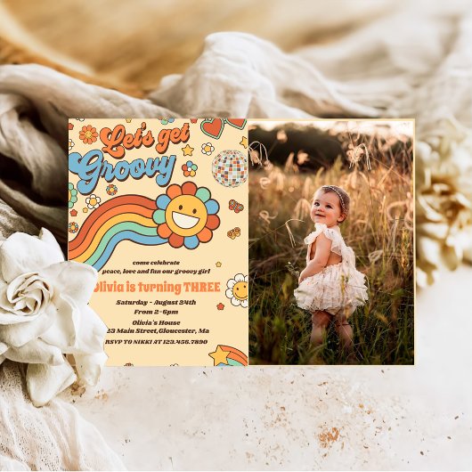 Invitation Obtenons Super Retro Rainbow 3ème anniversaire Pho