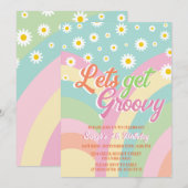 Invitation Obtenons Super Retro Rainbow Pastel 4e anniversair (Devant / Derrière)