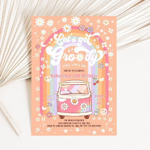 Invitation Obtenons Super Van Daisy Hippie les années 70 anni