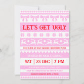 Invitation Obtenons un laide Noël laide Sweater rose & rouge (Devant)