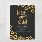Invitation Obtenons Wild Black and Gold Leopard Bachelorette (Devant)