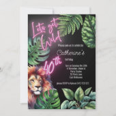 Invitation Obtenons Wild Neon rose 40e anniversaire de lion (Devant)
