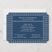 Invitation Obtention du diplôme bleue de Silver Fleur de Lis (Dos)